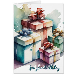 Colorful Wrapped Presenta Tarjeta de Cumpleaños
