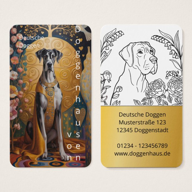 Colorfull Great Dane Art Business Cards (Anverso y reverso)