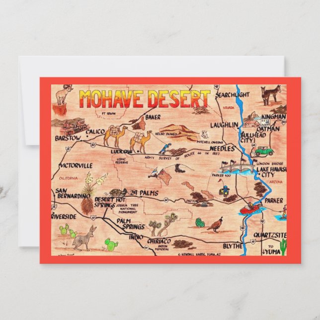 Colorfully Illustrated Mohave Desert Flat Card (Anverso)