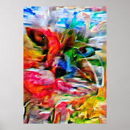 Colorida abstracción de arte de gatos expresionist