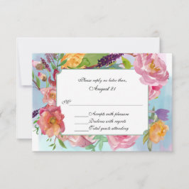 Colorida acuarela Boda floral Tarjeta RSVP