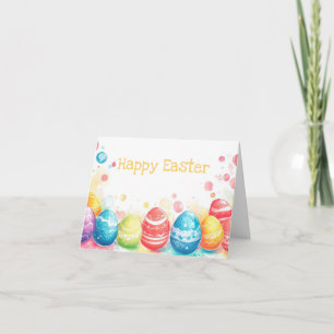 Colorida acuarela Easter Eggs Tarjeta de vacacione