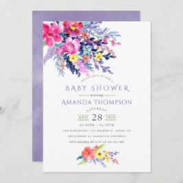 Colorida acuarela Floral Invitación Baby Shower