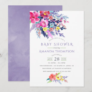 Colorida acuarela Floral Invitación Baby Shower