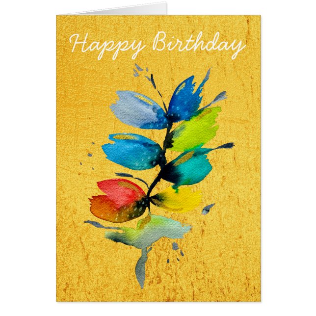 Colorida acuarela holgada, floral abstracta (Frente)