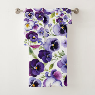 Colorida acuarela Pansy Flores fondo blanco
