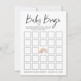 Colorida acuarela Rainbow Baby Shower Bingo Card