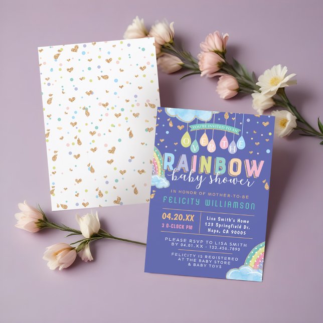 Colorida acuarela Rainbow Baby Shower Invitación (Colorful Watercolor Rainbow Baby Shower Invitation)