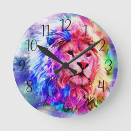 Colorida acuarela - Reloj redondo de león