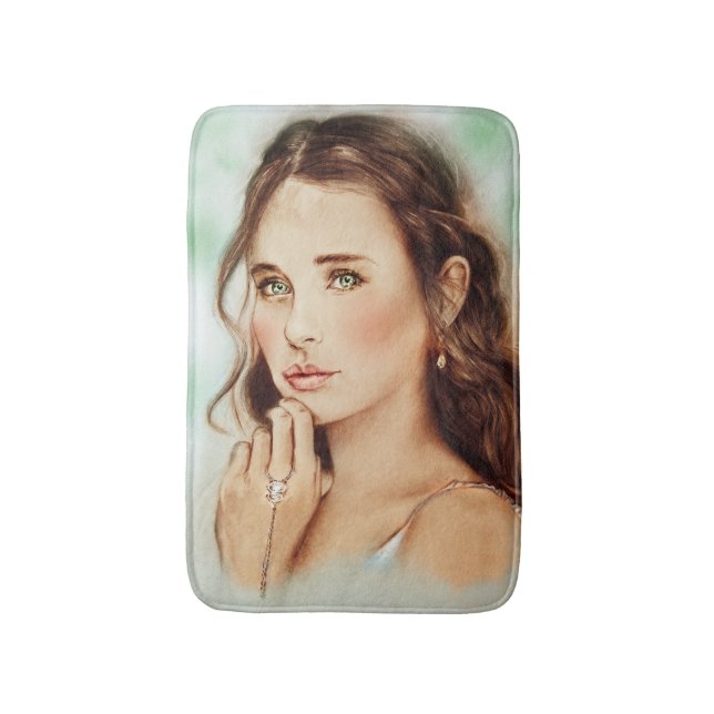 Colorida alfombra de baño ilustrada - Dama de prim (Frente vertical)