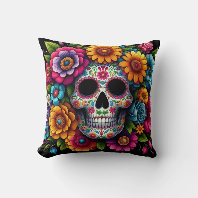 ¡Colorida almohada de cráneo! (Anverso)
