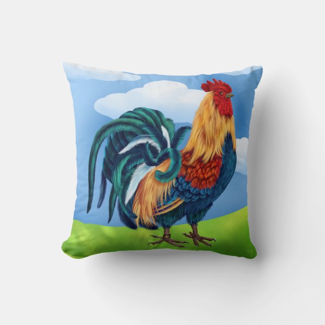 Colorida almohada de gallo (Anverso)