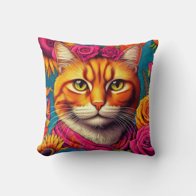 ¡Colorida almohada de ginger cat! (Anverso)