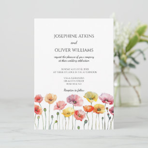 Colorida amapola flores silvestres invitación a la