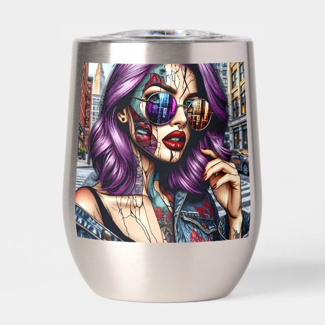 Colorida Bonito abstracta de cabello morado (Frente)