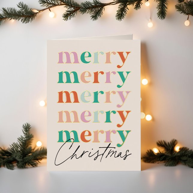 Colorida Bright Modern Merry Christmas (colorful, bright, modern Merry Christmas card with trendy typography.)