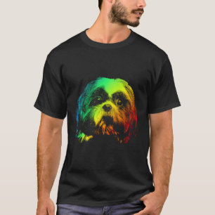 Colorida camiseta arcoiris vintage Cute Shitzu Ama