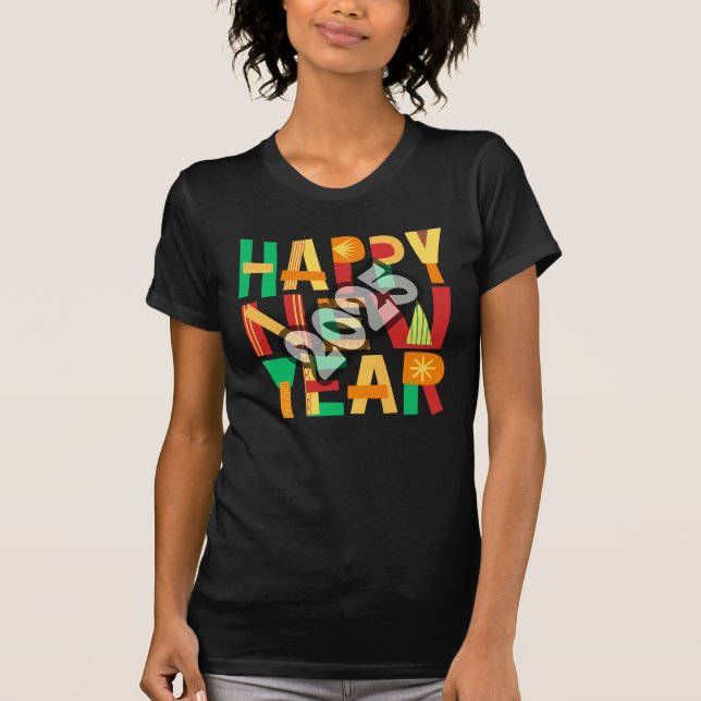 "Colorida camiseta de Año Nuevo 2025 - Vibrante fi (Anverso)