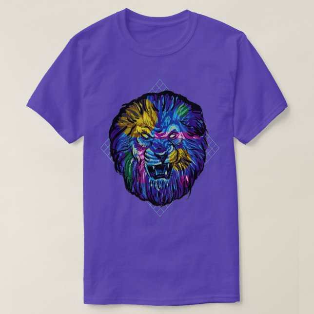 Colorida camiseta de león colorida Cabeza de león  (Diseño del anverso)