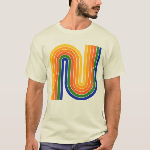 Colorida camiseta geométrica estilo retro de los a