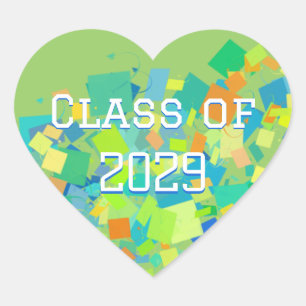 Colorida clase de Pegatinas del Corazón de Graduac