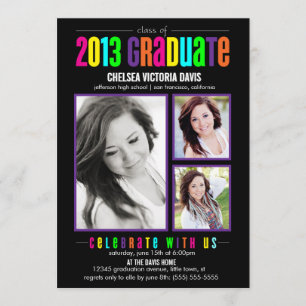 Colorida clase de una invitación a graduarse 2013