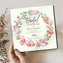 Colorida Corona floral ducha de novia Invitación