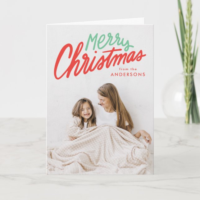 Colorida Feliz Navidad Rojo y Verde 2 Foto (Anverso)