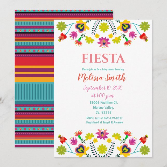 Colorida Fiesta Baby Fiesta Invitación Baby Shower (Anverso / Reverso)