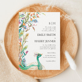 Colorida Floral Peacock Chinoiserie Boda Jardín