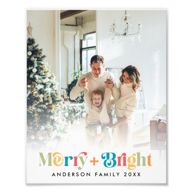 Colorida foto familiar de Navidades retro (Frente)