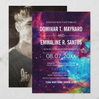 Colorida foto Galaxy Wedding Invitación a la boda