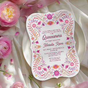 Colorida fotografía floral Quinceanera Invitación