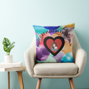 Colorida Gato Mamá Verano Beachy Cojín decorativo