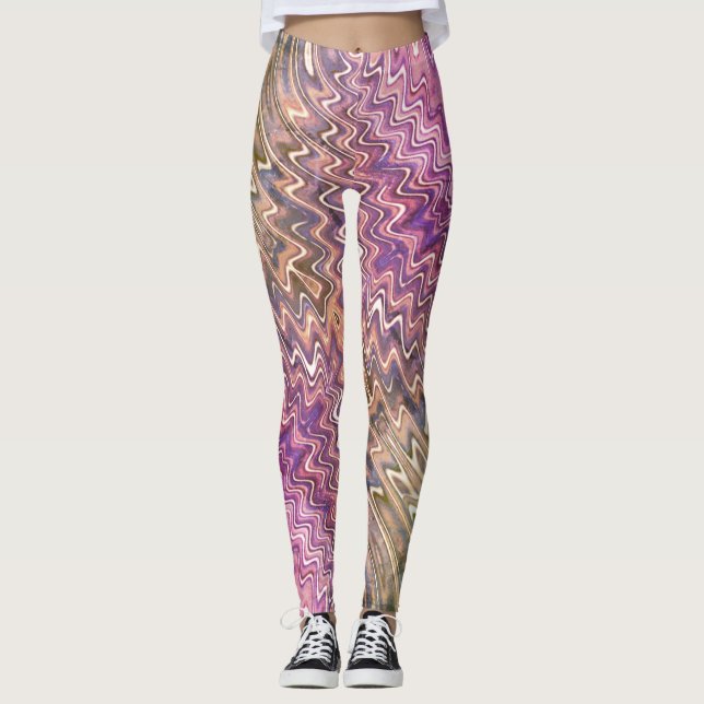 Colorida huella psicodélica Leggings (Anverso)