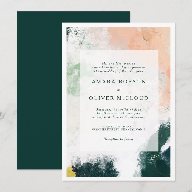 Colorida Invitación a Boda Abstracta (Anverso / Reverso)