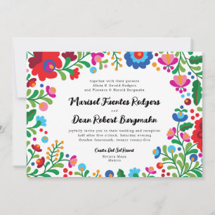 Colorida invitación a bodas mexicanas