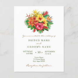 Colorida invitación a bodas tropicales