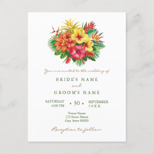 Colorida invitación a bodas tropicales