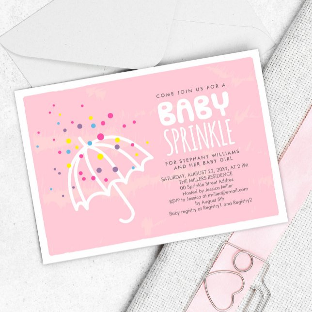 Colorida invitación a la bebé rosa moderna (Subido por el creador)
