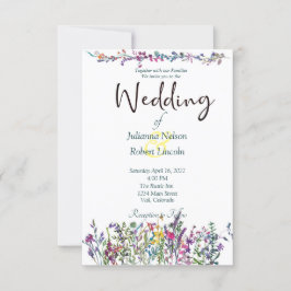 Colorida invitación a la boda de flores silvestres