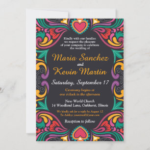 Colorida invitación a la boda de la frontera españ