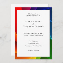 Colorida invitación a la boda del arcoiris