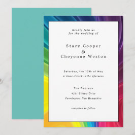 Colorida invitación a la boda del arcoiris