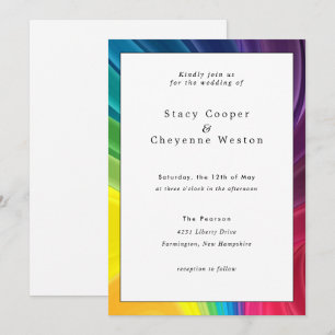 Colorida invitación a la boda del arcoiris
