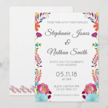 Colorida invitación a la boda floral
