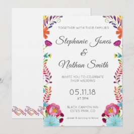 Colorida invitación a la boda floral