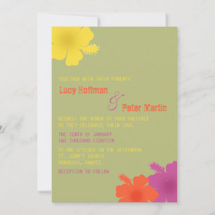 Colorida invitación a la boda hawaiana hibiscus