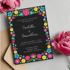 Colorida invitación a la boda mexicana de flores