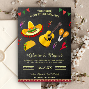 Colorida invitación a la boda mexicana de la Fiest